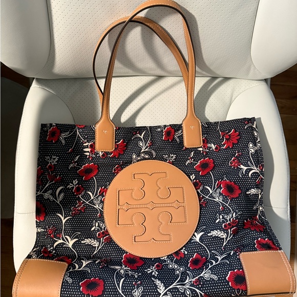 Tory Burch Ella Floral Tote - Navy and Red - Picture 2 of 15